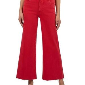 Kut from the Kloth Meg High Rise Red Wide-Leg Jeans